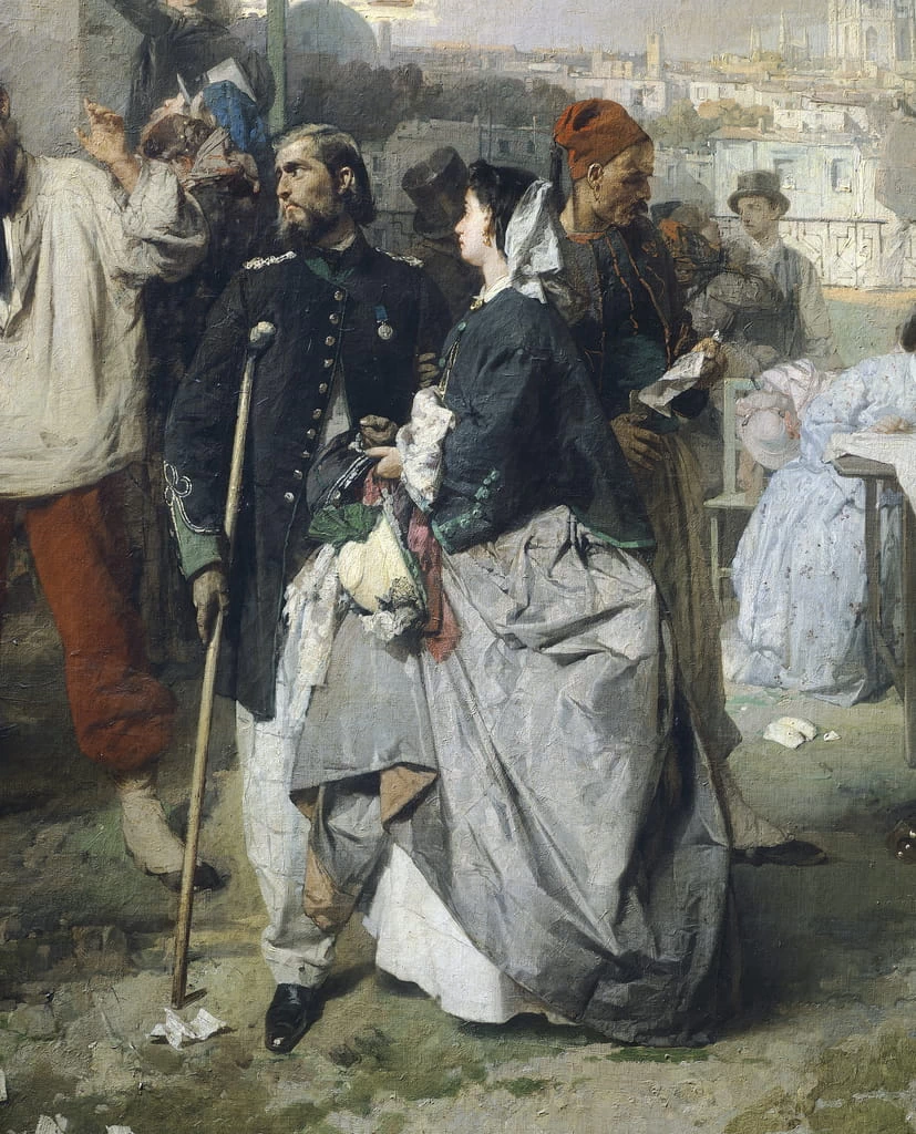 1815-Domenico Induno - L'arrivo del bollettino della pace di Villafranca - Palazzo delle Belle Arti, Roma - dettaglio